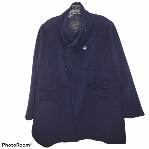 Talbots Wool Alpaca Blue Over Coat Womwn’s Plus 18 New Peacoat Navy Blue - Picture 1 of 7